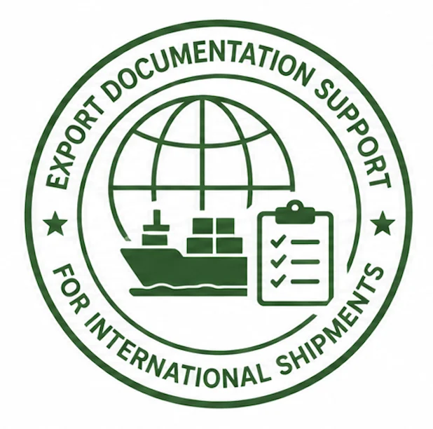 Export documentation support for international shipments badge